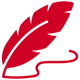 Logo de plume d'oie en rouge